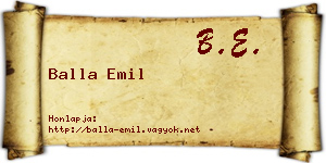 Balla Emil névjegykártya